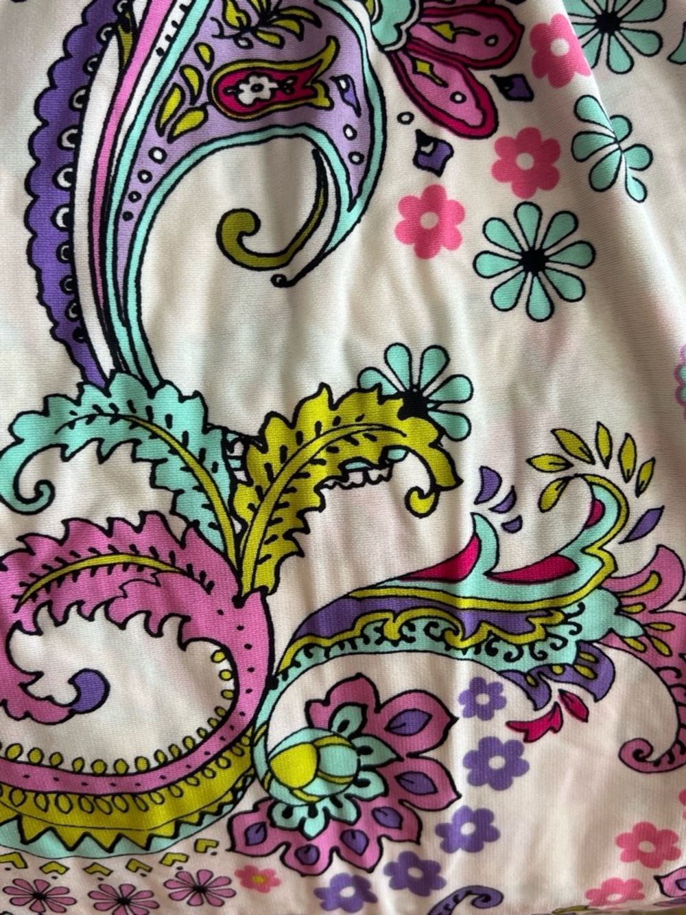 Roz & Ali White Sundress with Pink, Purple, Teal and Lime Paisley Print - Picture 4 of 5